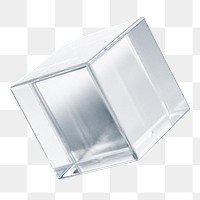 Glass cube png 3D geometric shape, transparent background