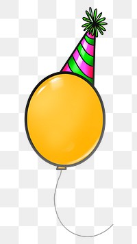 Yellow party balloon png sticker, transparent background