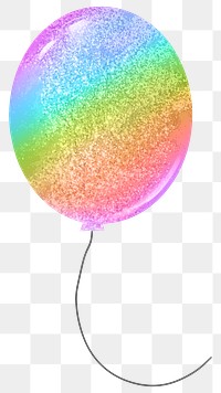 Rainbow glittery balloon png sticker, transparent background