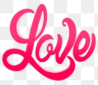 Love calligraphy png sticker, pink funky design, transparent background