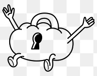 Padlock cartoon character png sticker, transparent background