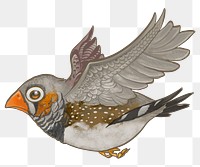 Flying brown bird png sticker, animal illustration on transparent background