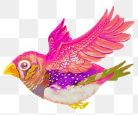 Flying pink bird png sticker, animal illustration on transparent background