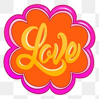 Love calligraphy png sticker, funky design, transparent background