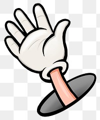 Raising glove hand png cartoon sticker, transparent background
