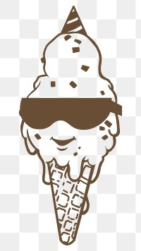 Sunglasses ice-cream cartoon png sticker, transparent background