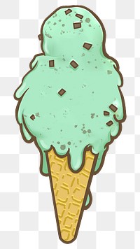 Mint png chocolate chip ice-cream  sticker, transparent background