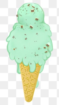 Mint png chocolate chip ice-cream  sticker, transparent background