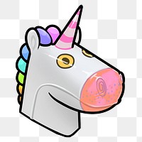 Funky unicorn head png sticker, transparent background