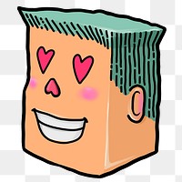 Heart-eyes man cartoon png sticker, transparent background