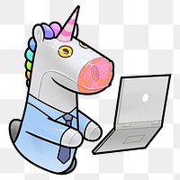 Unicorn businessman png sticker, transparent background