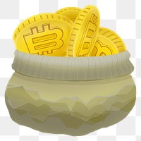 Bitcoin money bag png sticker, transparent background