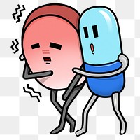 Sick medicine cartoon png sticker, transparent background