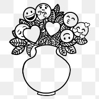 Emoticon flower vase png sticker, transparent background