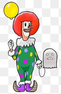 Clown holding balloon png sticker, transparent background