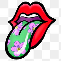 Woman's lips with tongue png sticker, transparent background