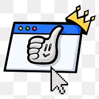 Thumbs up crown png sticker, transparent background