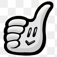 Smiling thumbs up png cartoon sticker, transparent background