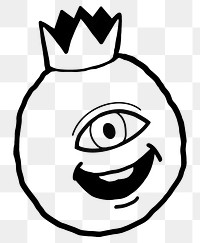 One-eyed king monster png sticker, transparent background