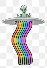 Alien flying UFO png sticker, transparent background