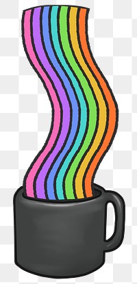 Rainbow coffee mug png sticker, transparent background