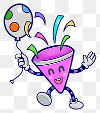 Party popper cartoon png sticker, transparent background