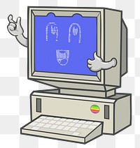 Y2k computer cartoon png sticker, transparent background