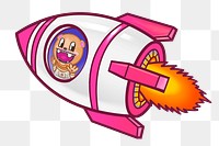 Astronaut in rocket png sticker, transparent background