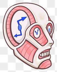 Clock head man png sticker, transparent background