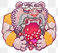 Chinese tiger png sticker, eating heart icons, transparent background