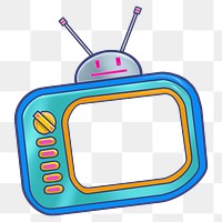 Retro television png frame, transparent background