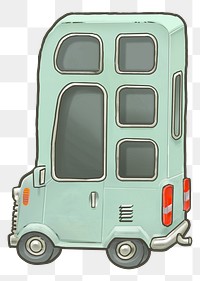 Triple decker bus png sticker, transparent background