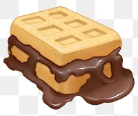 Chocolate waffle sandwich png sticker, transparent background