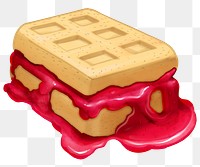 Red waffle sandwich png sticker, transparent background