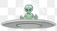 Alien flying UFO png sticker, transparent background