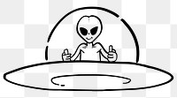 Alien flying UFO png sticker, transparent background