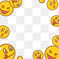 Funky emoticons png frame, transparent background