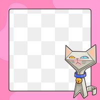 Pink cat png frame, transparent background