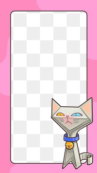 Pink cat png frame, transparent background