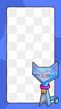 Blue cat png frame, transparent background