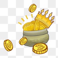 Bitcoin money bag png sticker, transparent background