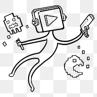 Floating gamer png sticker, entertainment cartoon, transparent background