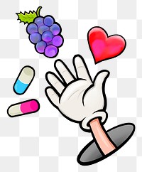 Health supplements cartoon png sticker, transparent background