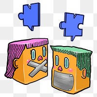 Couple talking cartoon png sticker, transparent background