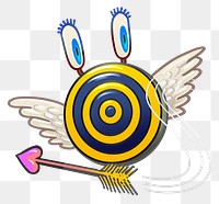 Flying target cartoon png sticker, transparent background