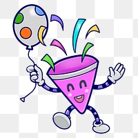 Party popper cartoon png sticker, transparent background