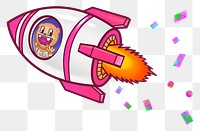 Astronaut in rocket png sticker, transparent background