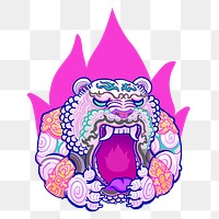 Roaring Chinese tiger png sticker, transparent background