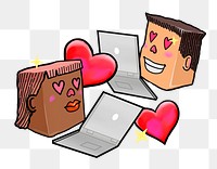 Online dating couple png sticker, transparent background