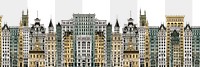 City architecture png border sticker, transparent background. Vintage art remixed by rawpixel.